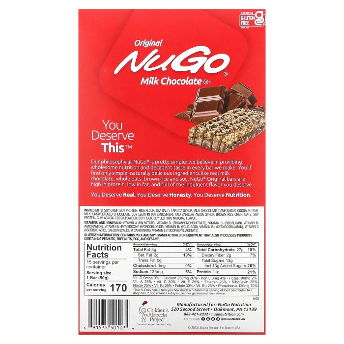 Nugo bar nutrition facts