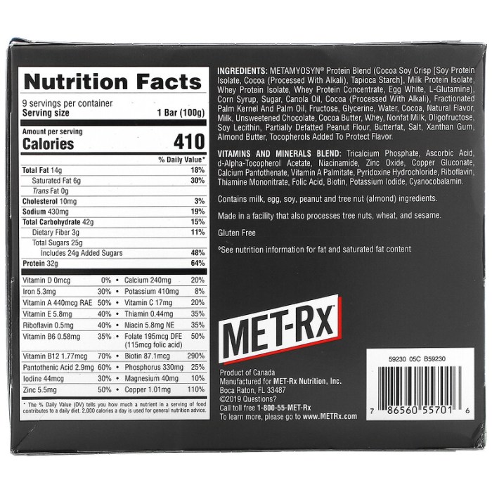 Met rx big 100 nutrition facts