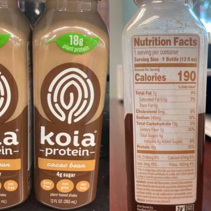 Koia protein drink nutrition facts