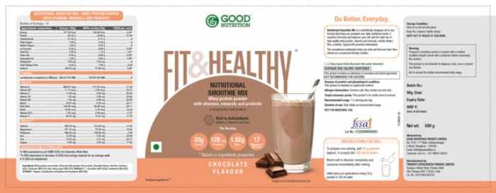 Too good smoothies nutrition facts