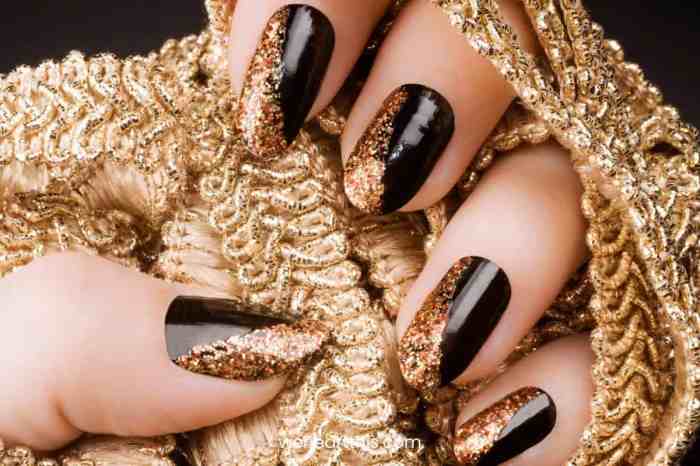 Black nail polish with black glitter