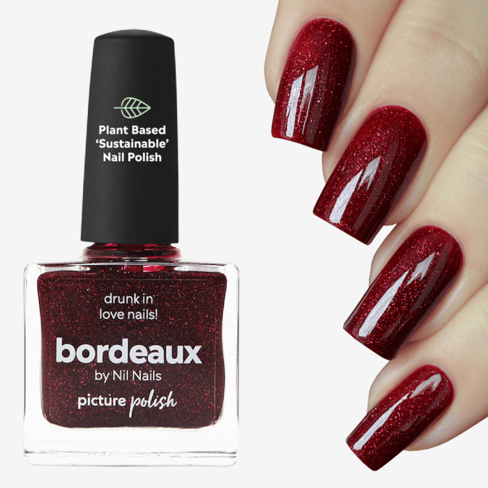 Burgundy color nail polish