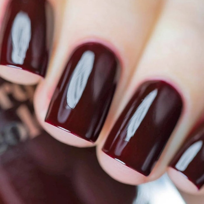 Burgundy color nail polish