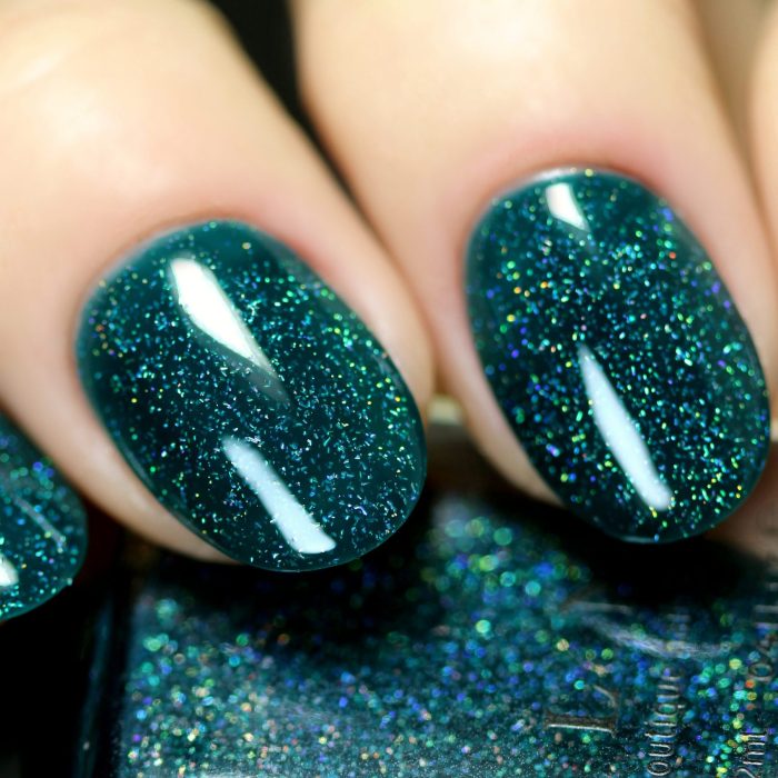 Green glitter nail polish